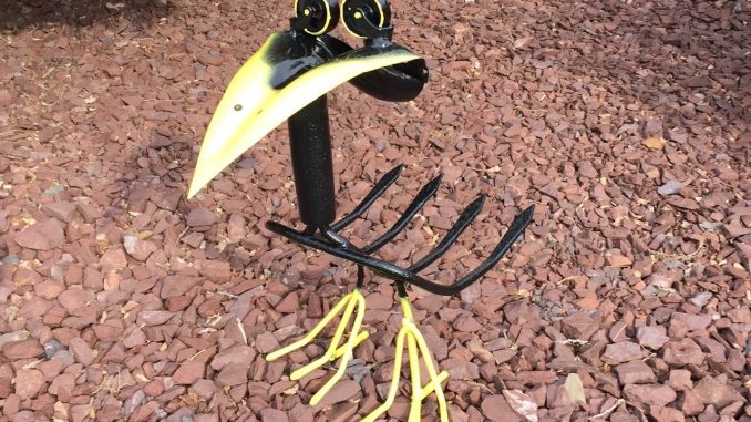 Yard Art, Crow, From some garden tools